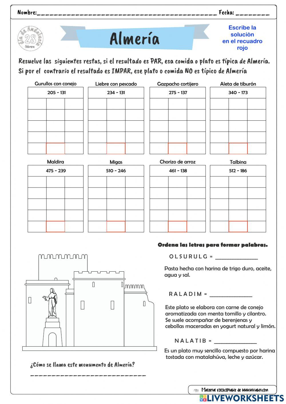 Restas con centena. día de andalucía: almería.