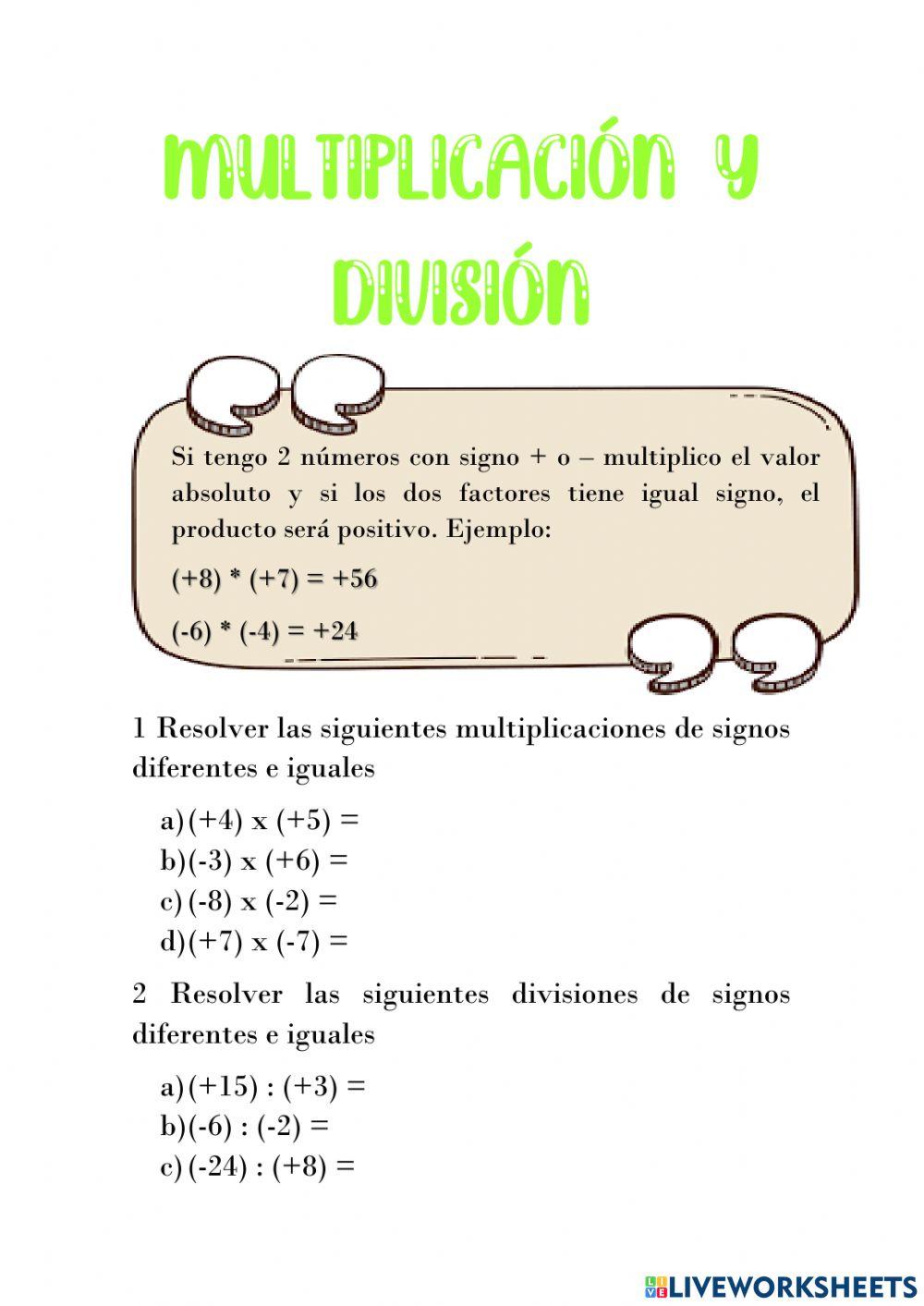 Números positivos y negativos