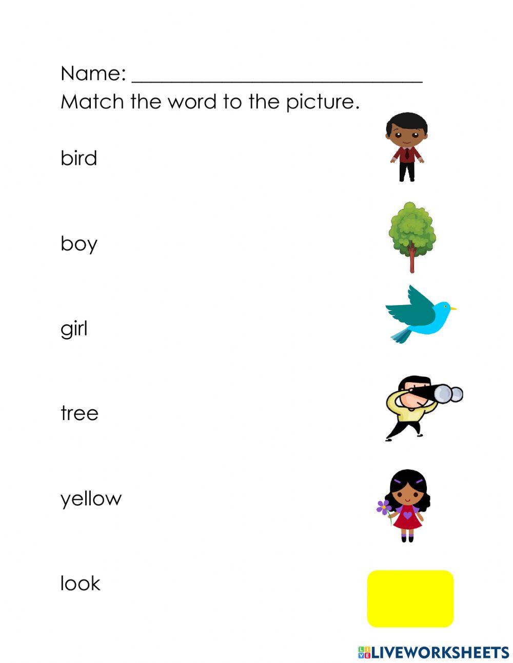 Picture to word matching 1 worksheet Live Worksheets