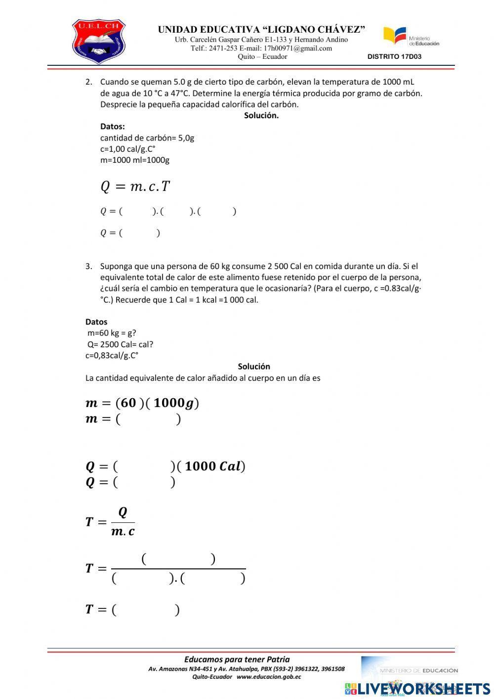 Energía transferida mediante calor