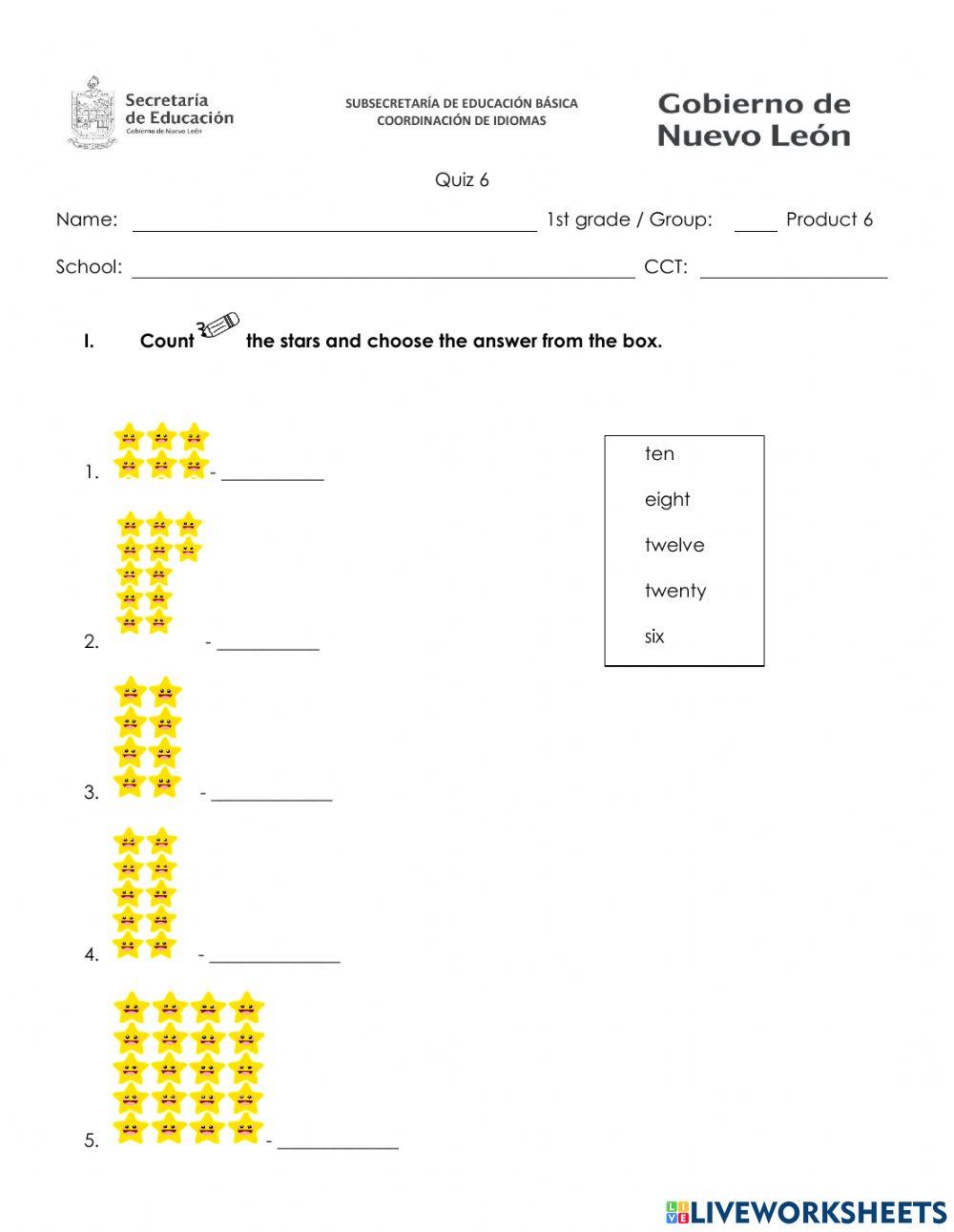 Quizz first grade february