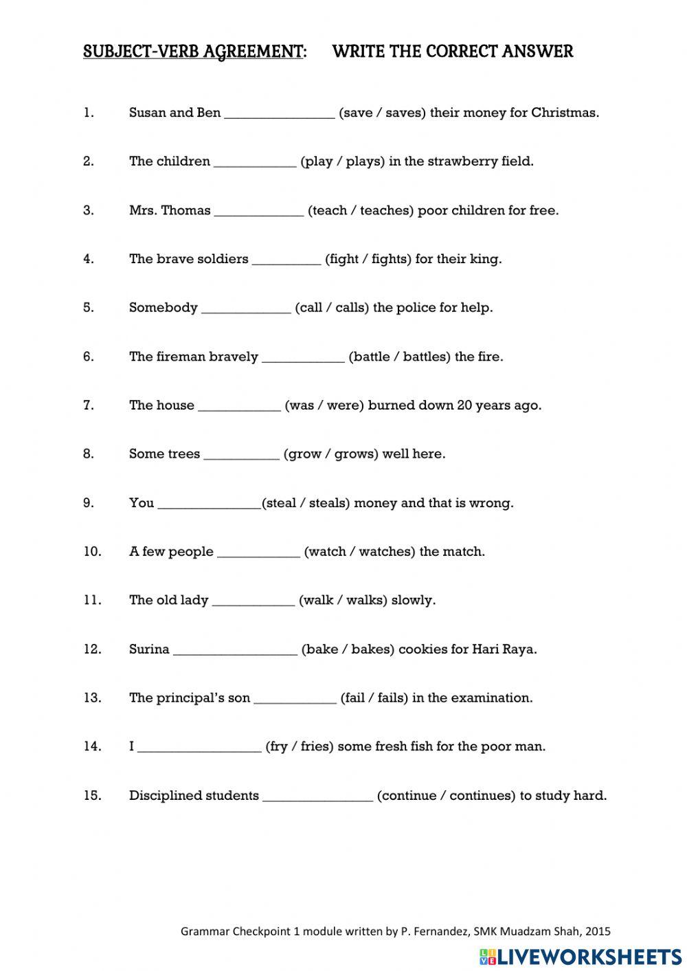 Subject-verb agreement