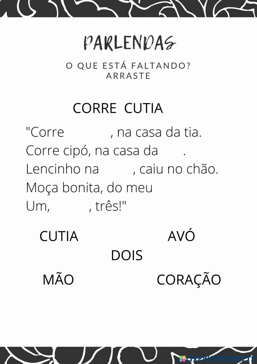 Parlenda - coore cutia