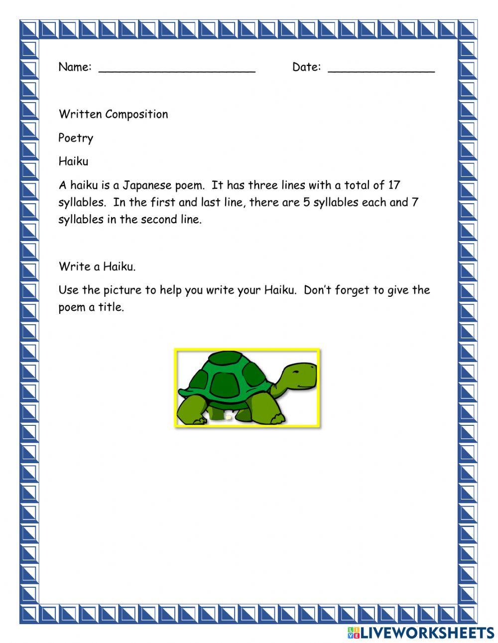 Haiku 763100 LiveWorksheets