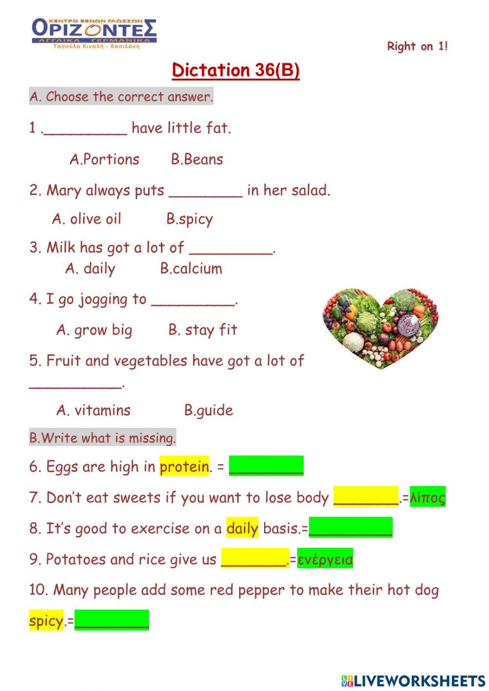 Right on 1!  Dictation 36 B. A class