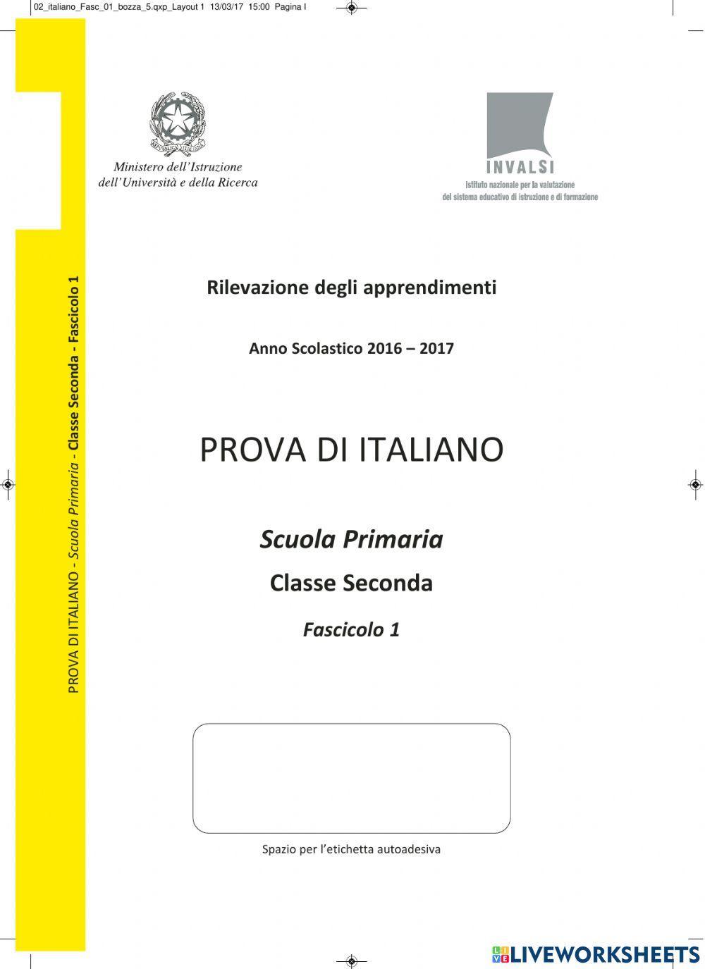 Prova Invalsi 2016-2017 I parte