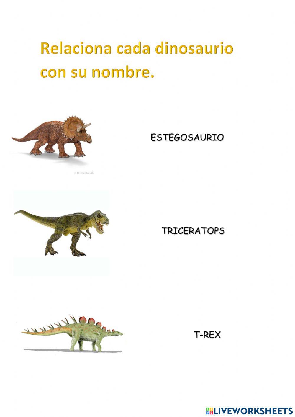Relaciona cada dinosaurio con su nombre