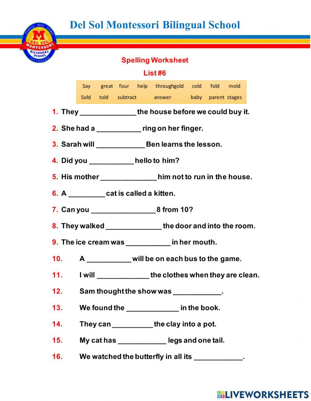 Spelling Words -ou-