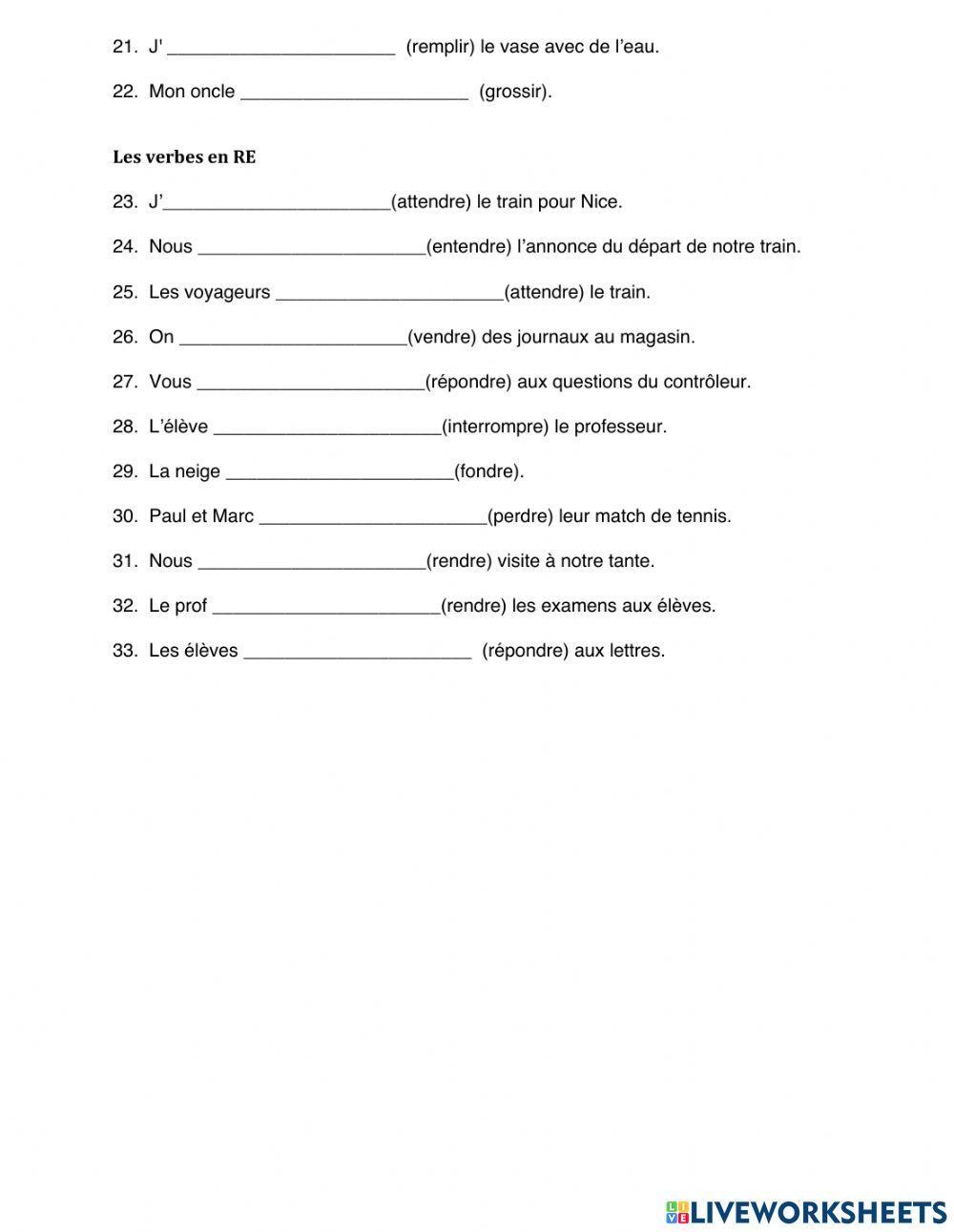 Passé composé des verbes réguliers