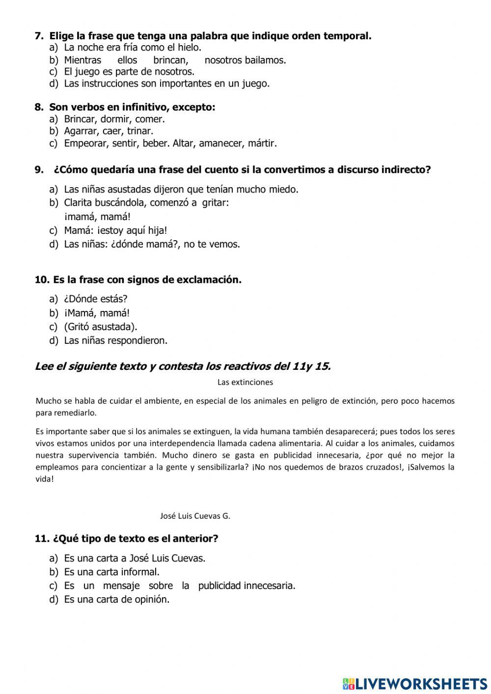 Español sexto grado segundo trimestre