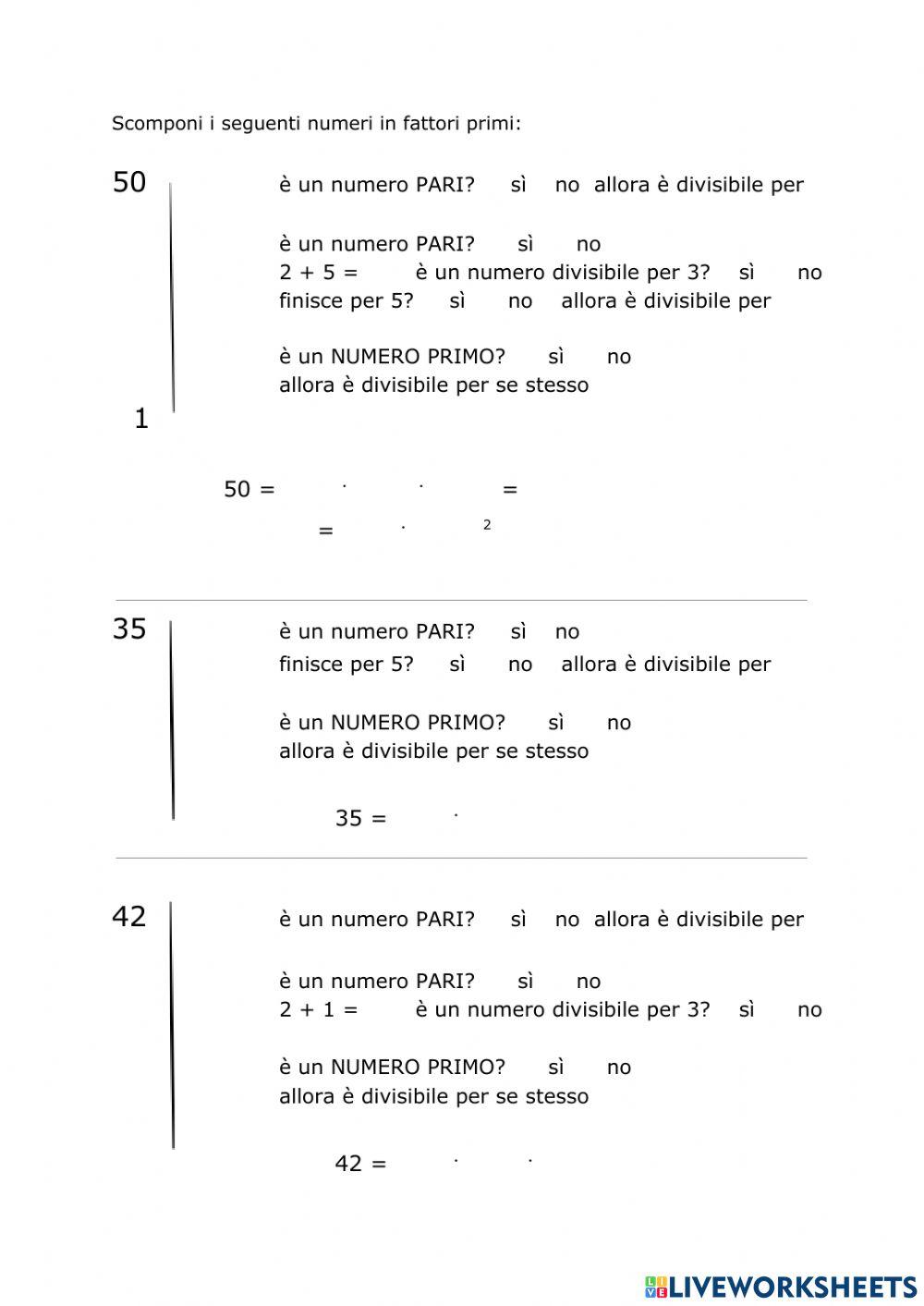 Scomposizione in fattori primi