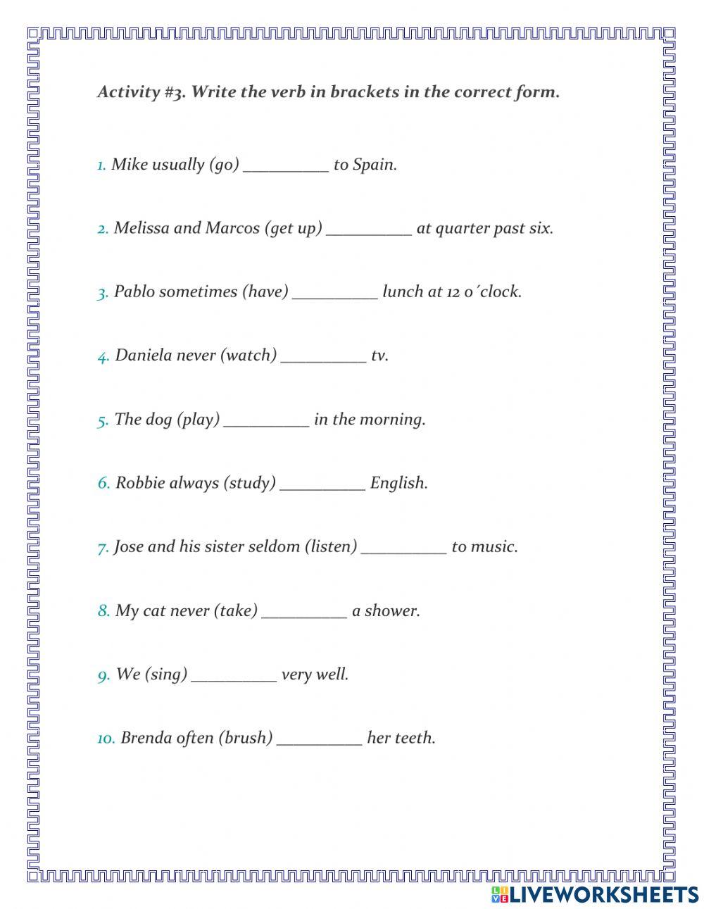 The time and Present simple affirmative