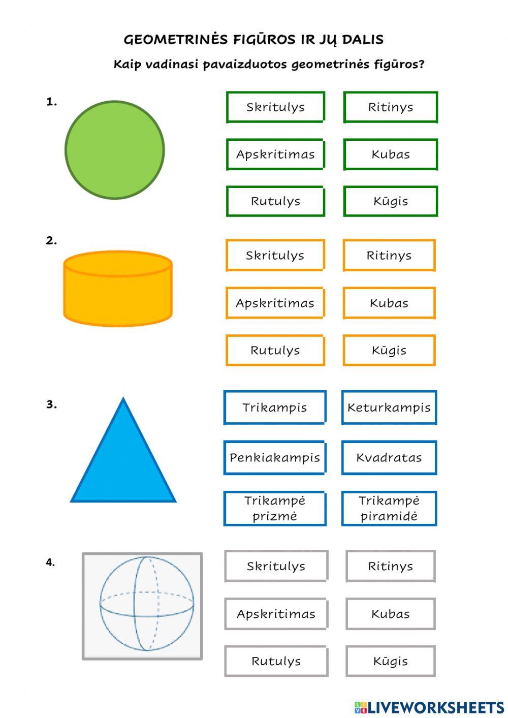 Geometrinės figūros ir jų dalis