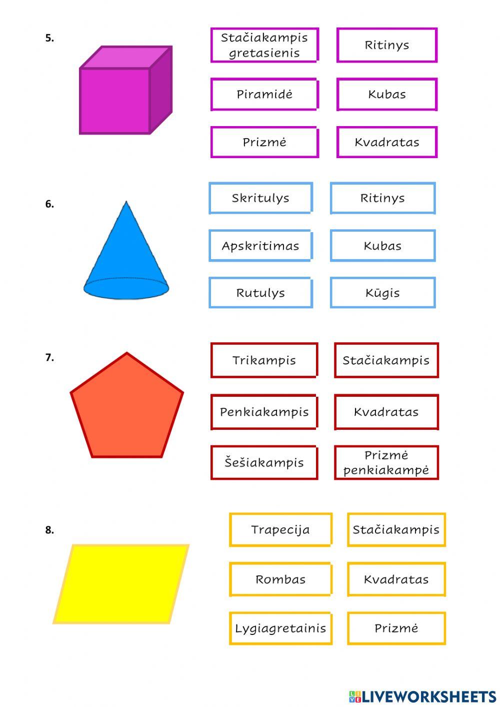 Geometrinės figūros ir jų dalis