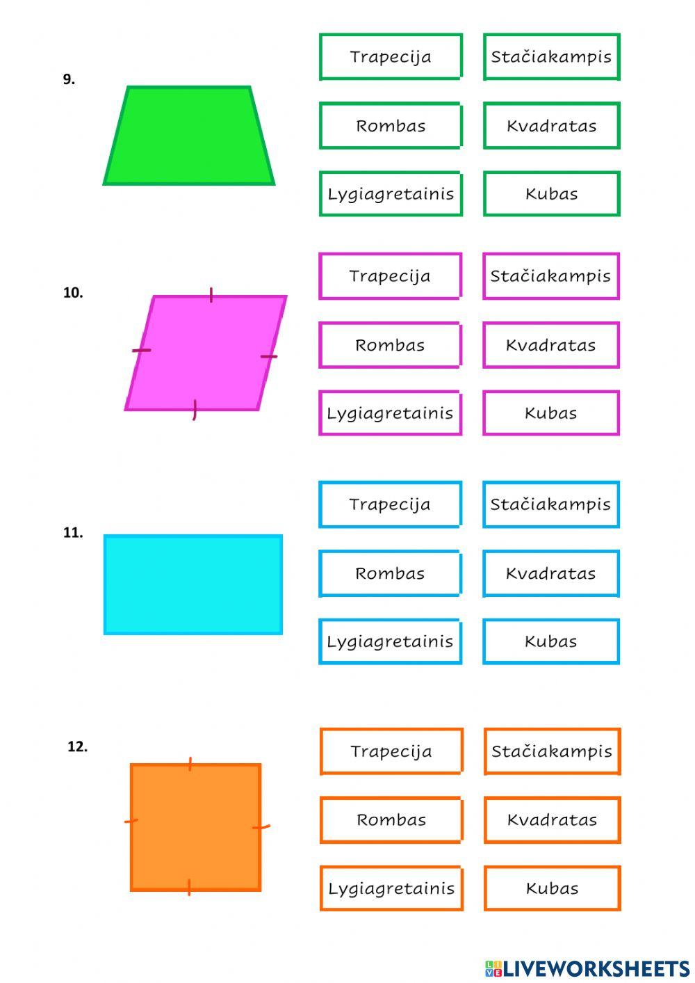Geometrinės figūros ir jų dalis
