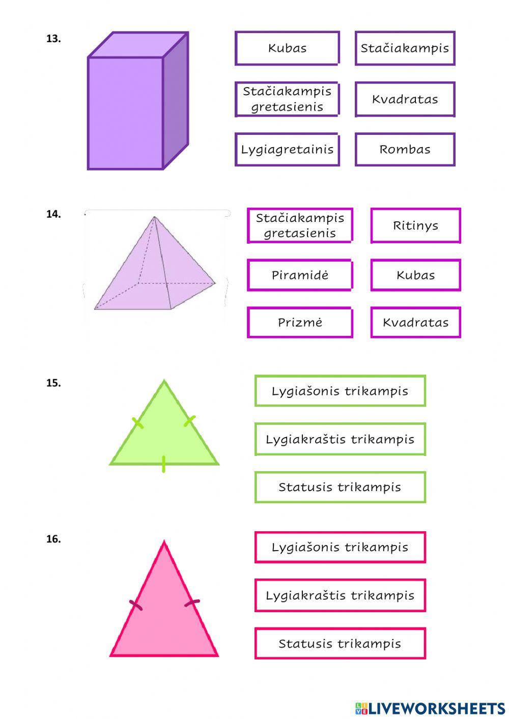 Geometrinės figūros ir jų dalis