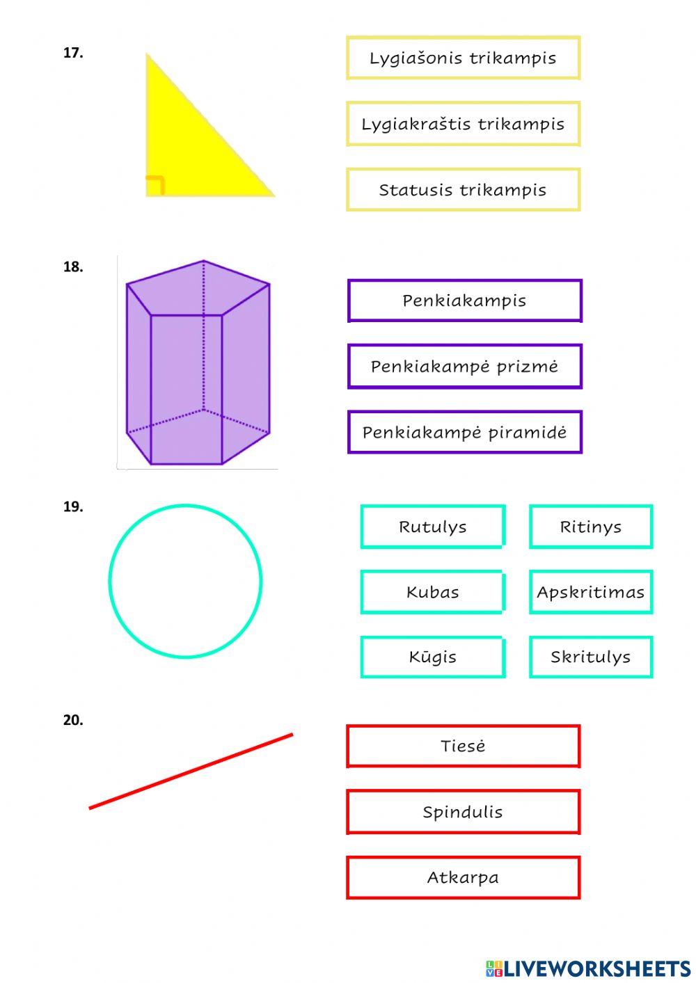 Geometrinės figūros ir jų dalis