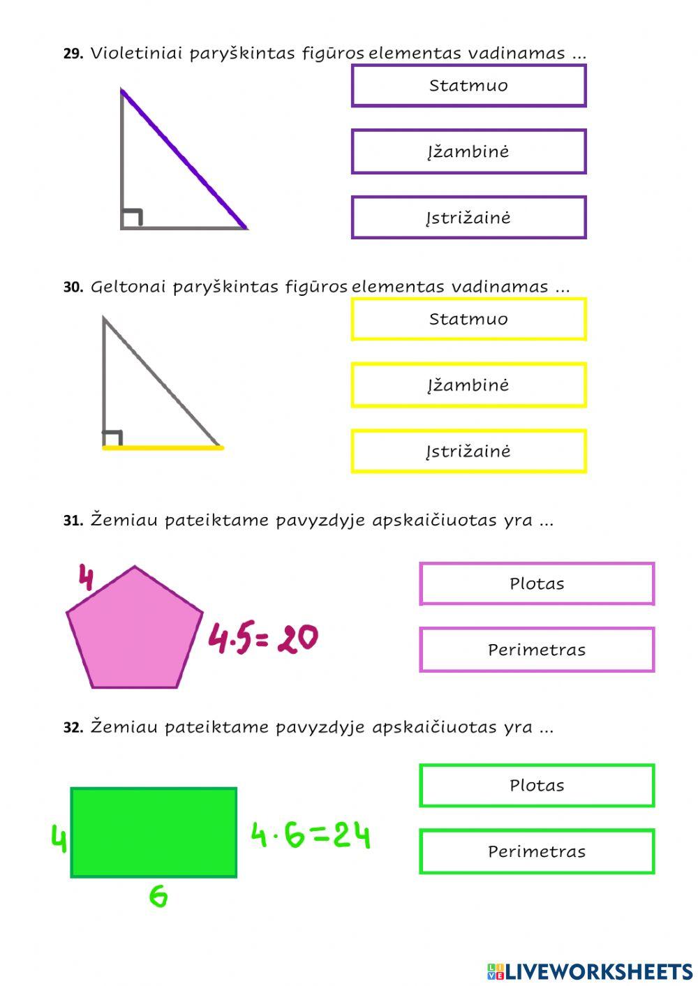 Geometrinės figūros ir jų dalis