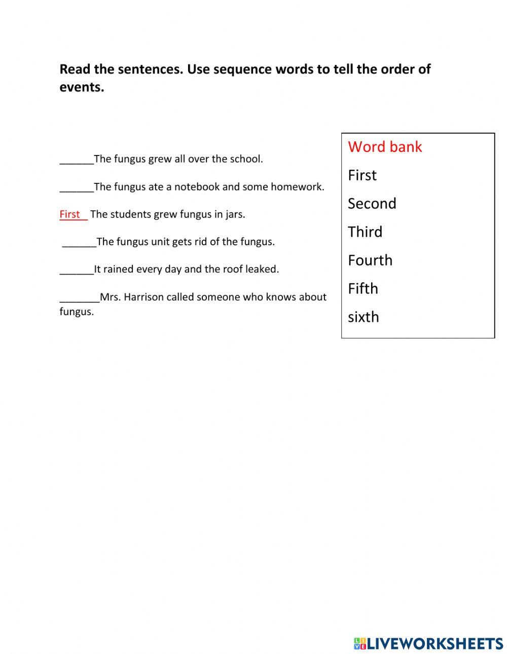 Sequencing worksheet activity | Live Worksheets