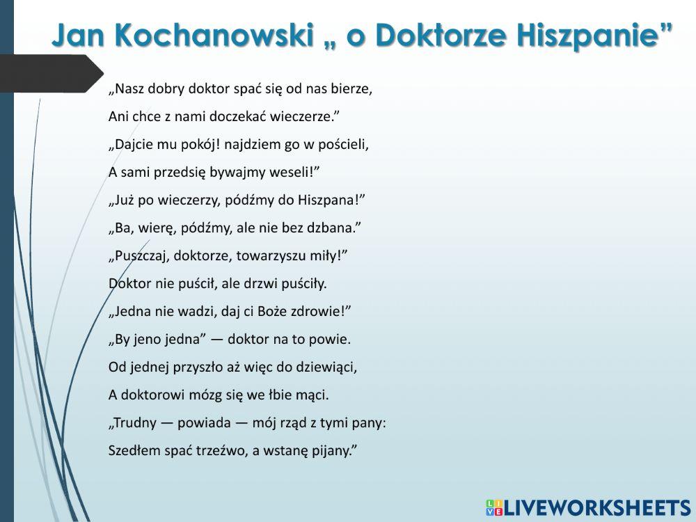 Jan Kochanowski o Doktorze Hiszpanie