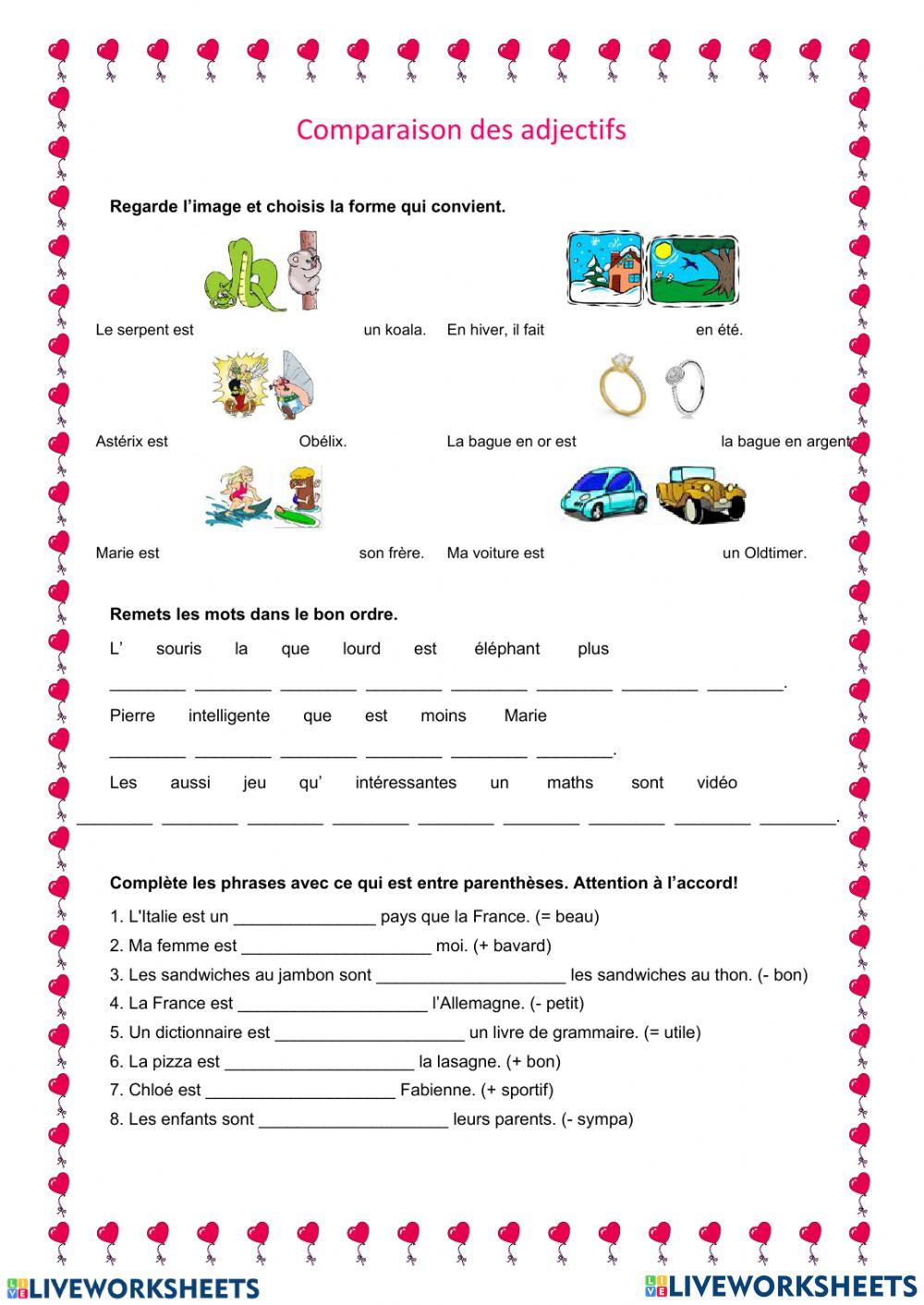 La comparaison des adjectifs