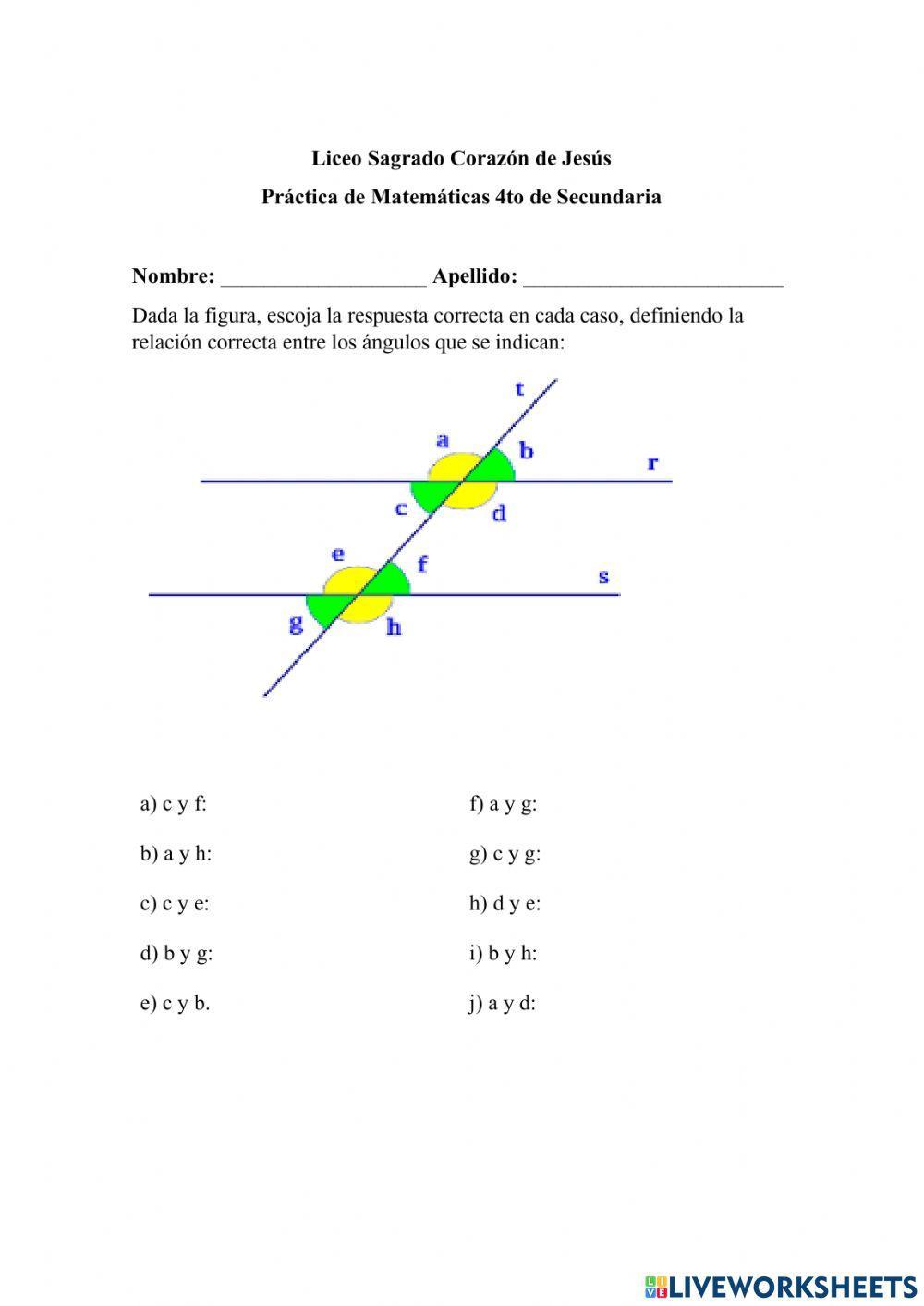 Ángulos determinados por dos paralelas y una secante Ángulos determinados por dos paralelas y una secante