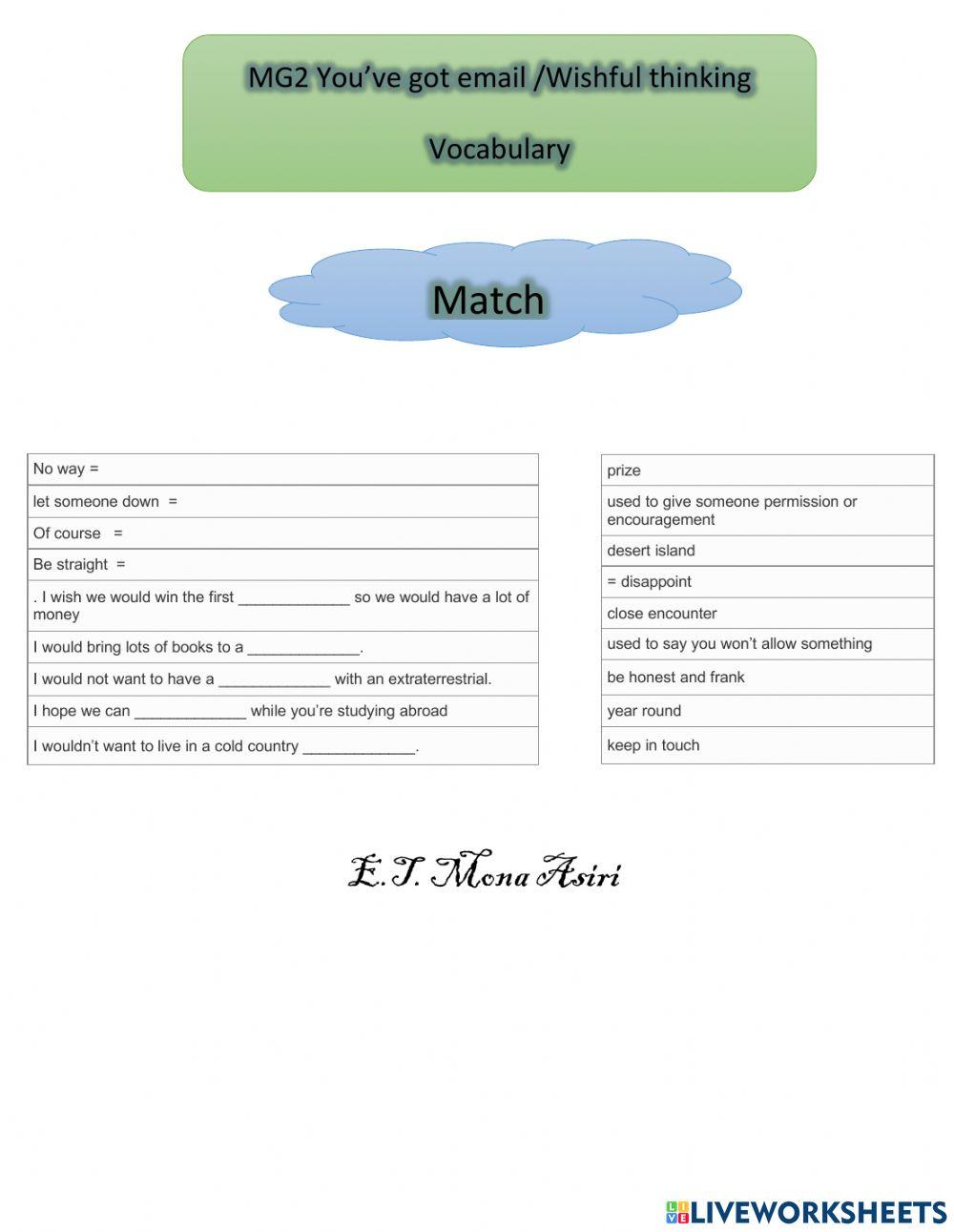 MG2 unit  and 2 vocabulary
