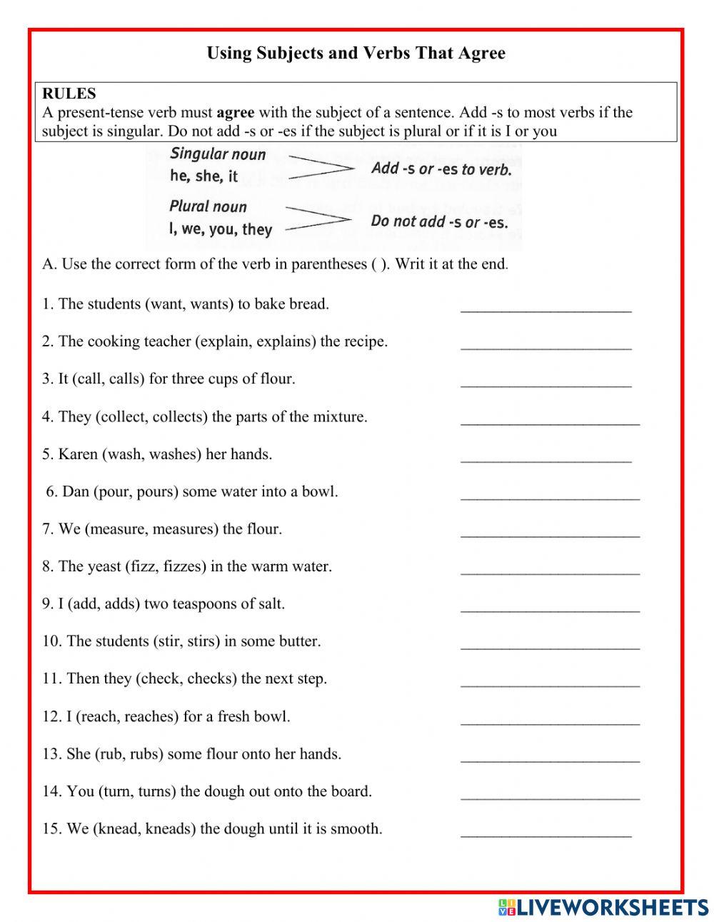 Using subject and verbs that agree