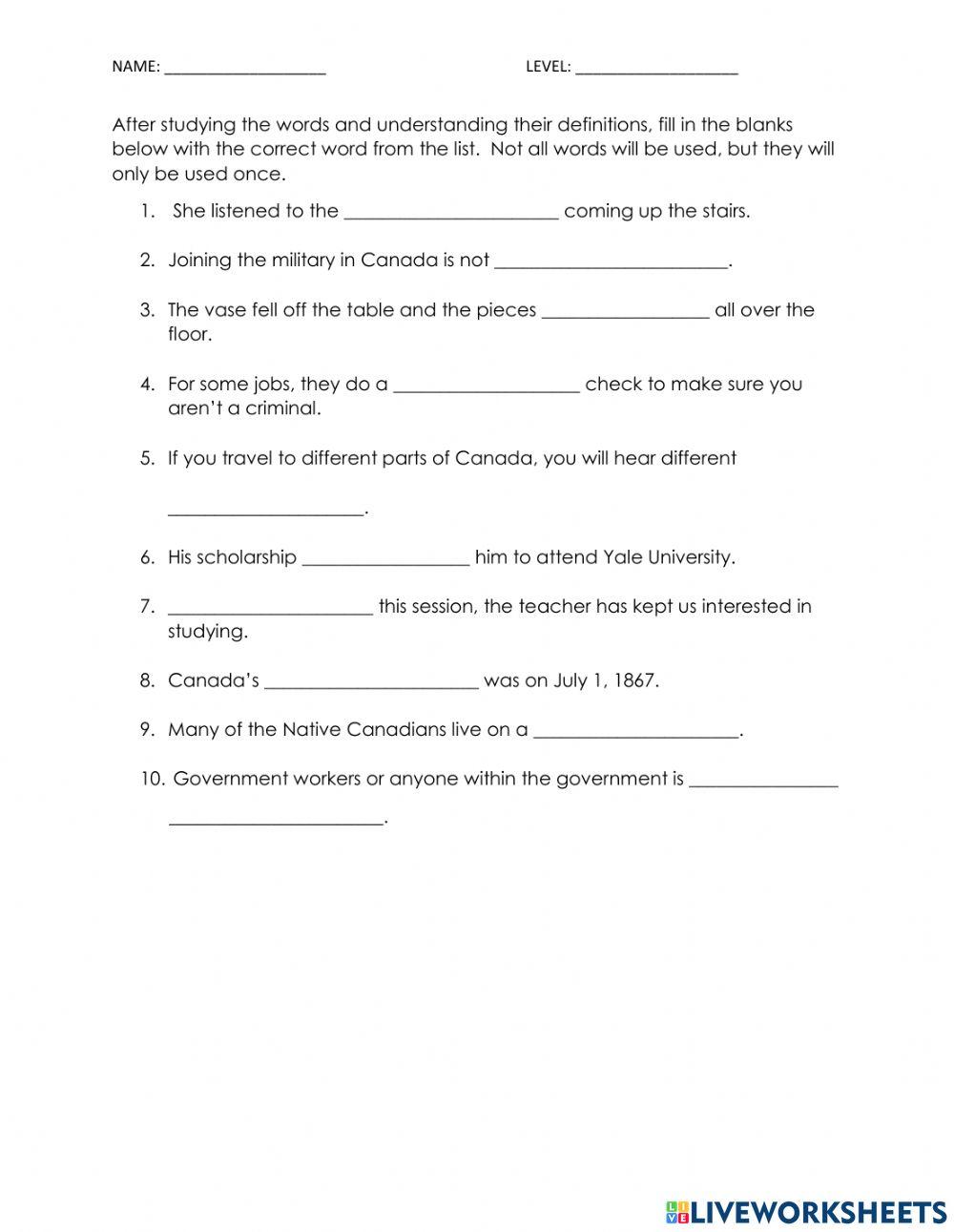 VOCABULARY-SKILL BUILDING - CITIzENSHIP