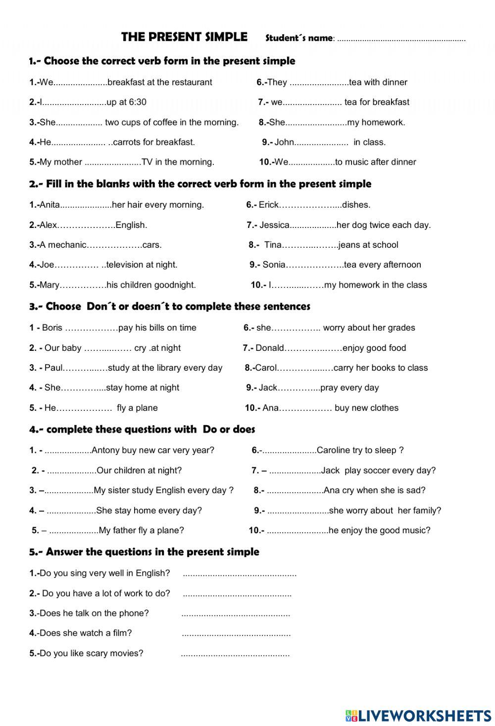 ENGLISH TEST 5th 2021 worksheet Live Worksheets