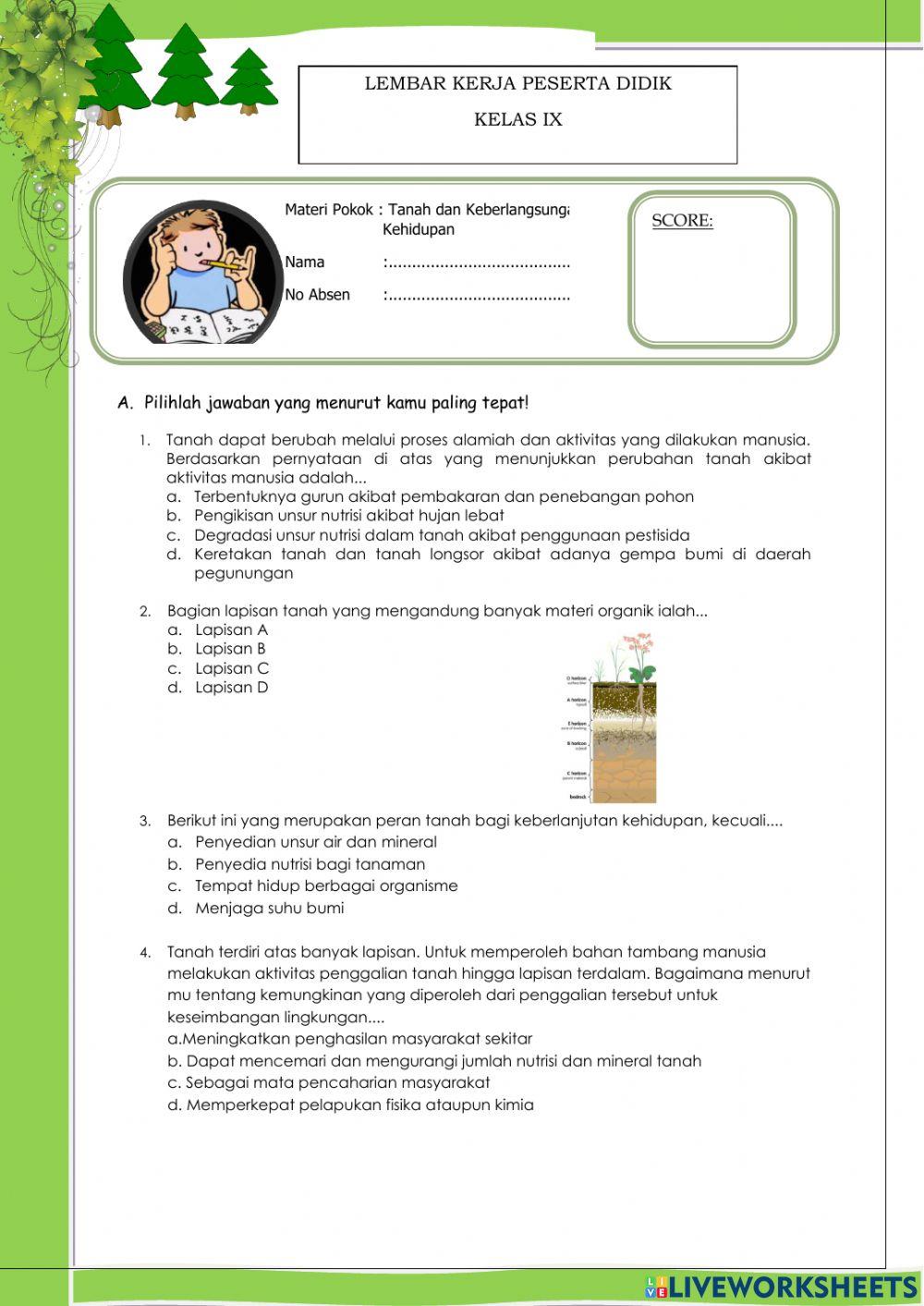 LKPD Tanah dan Keberlangsungan Kehidupan