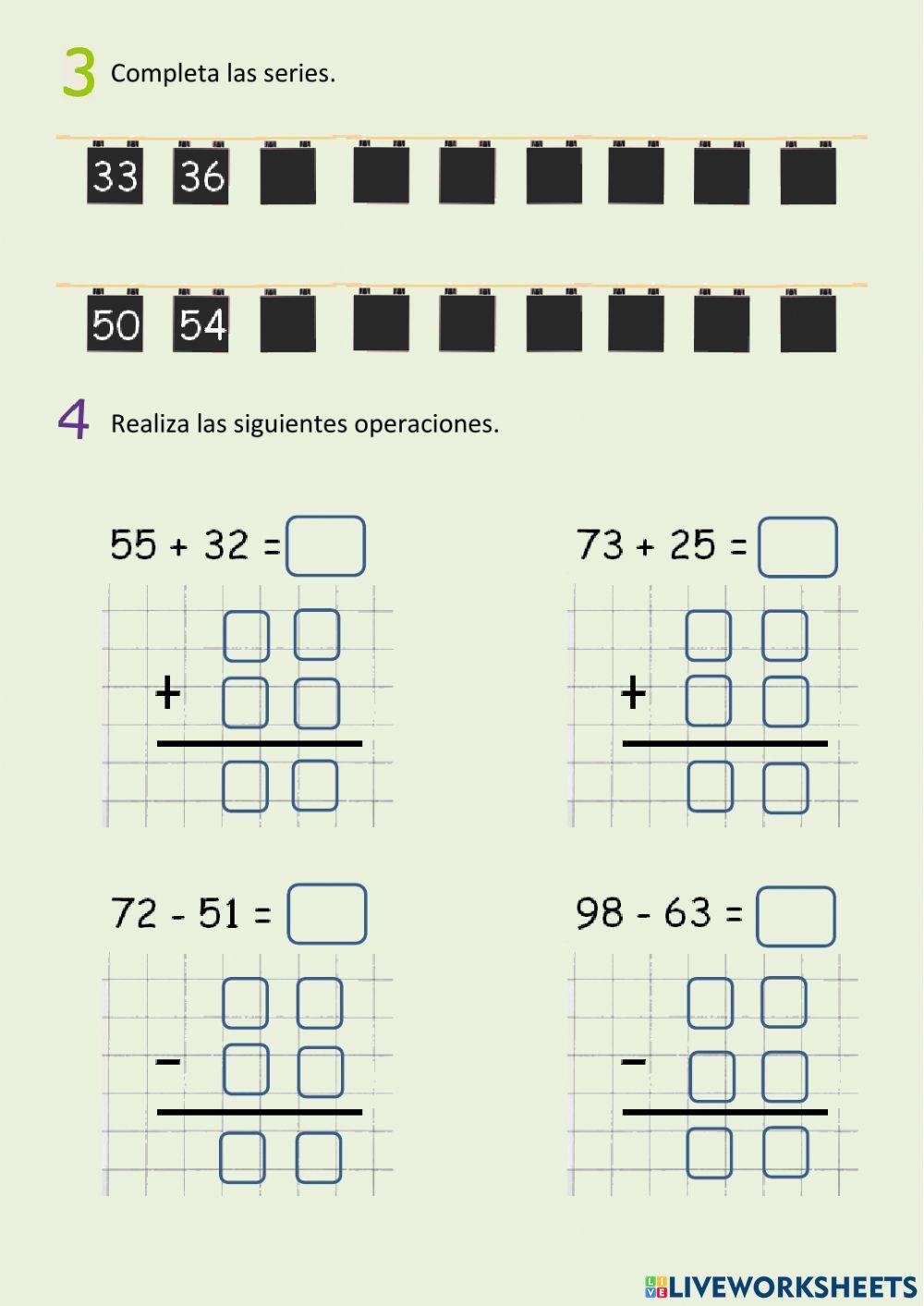 Cálculo y operaciones hasta el 99