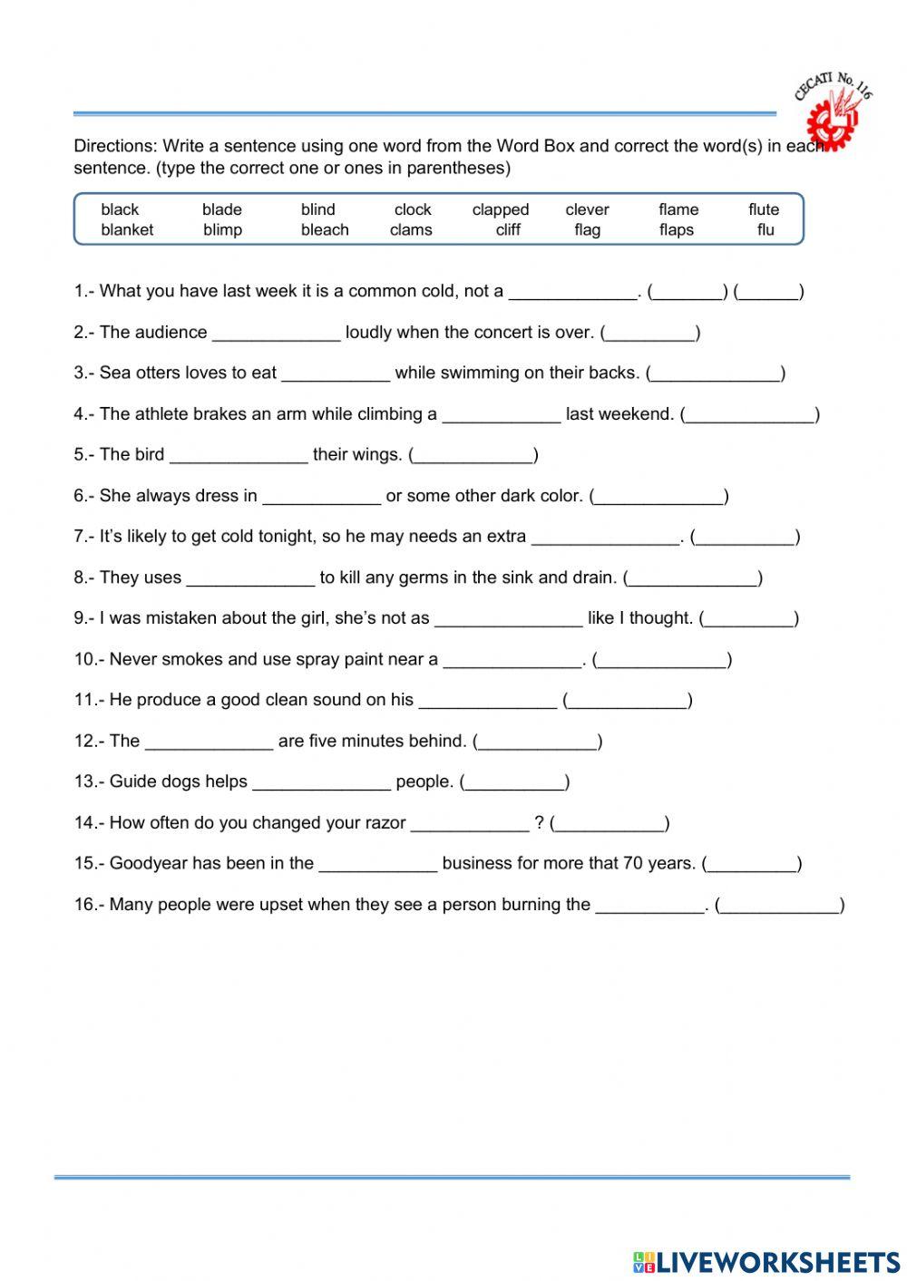 Consonant Pair BL, FL & CL