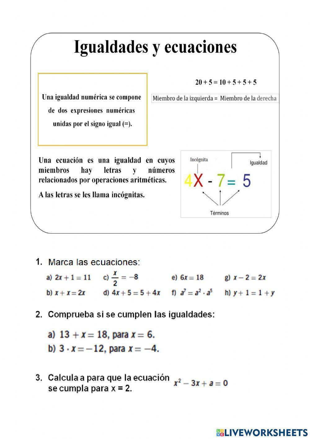 Qué es una ecuación y tipos de ecuaciones