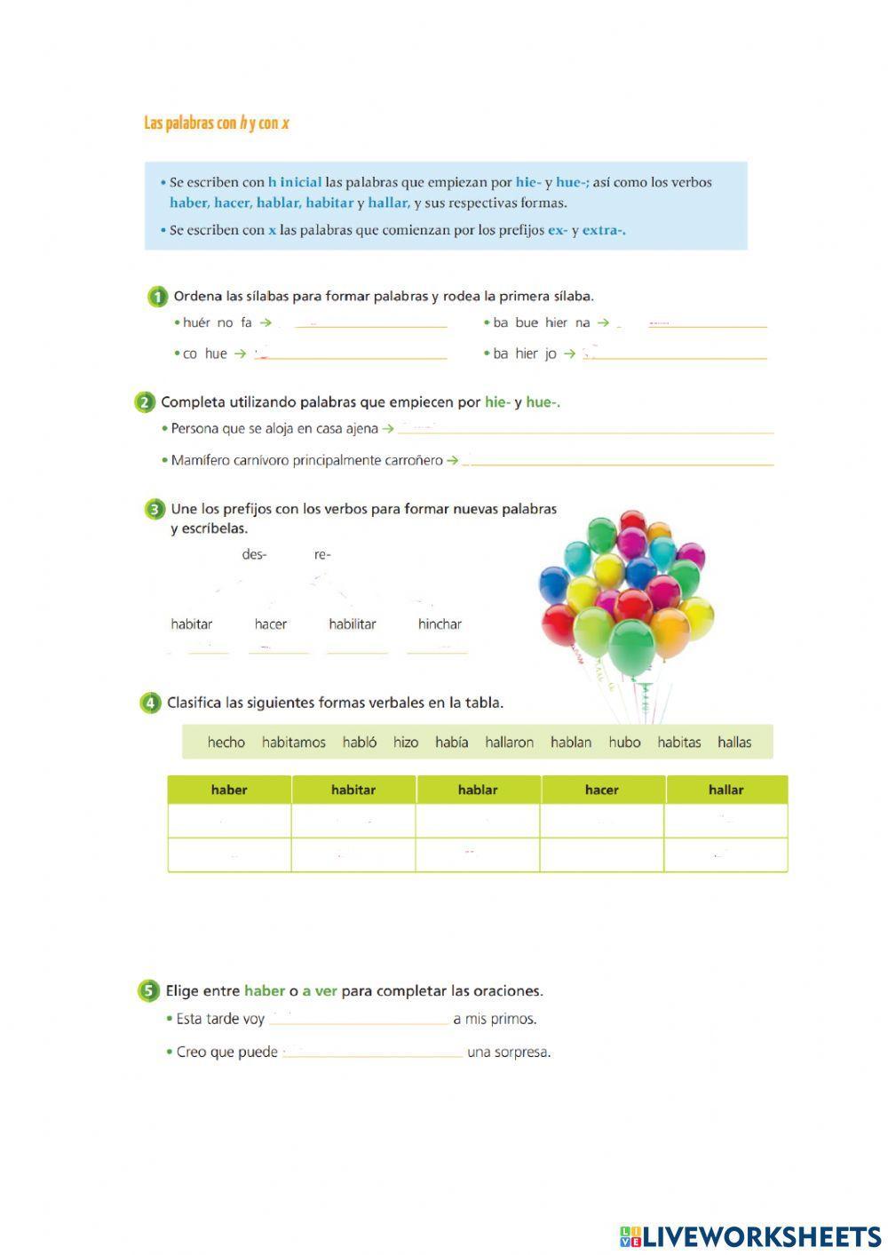 Ortografía(palabras con H)