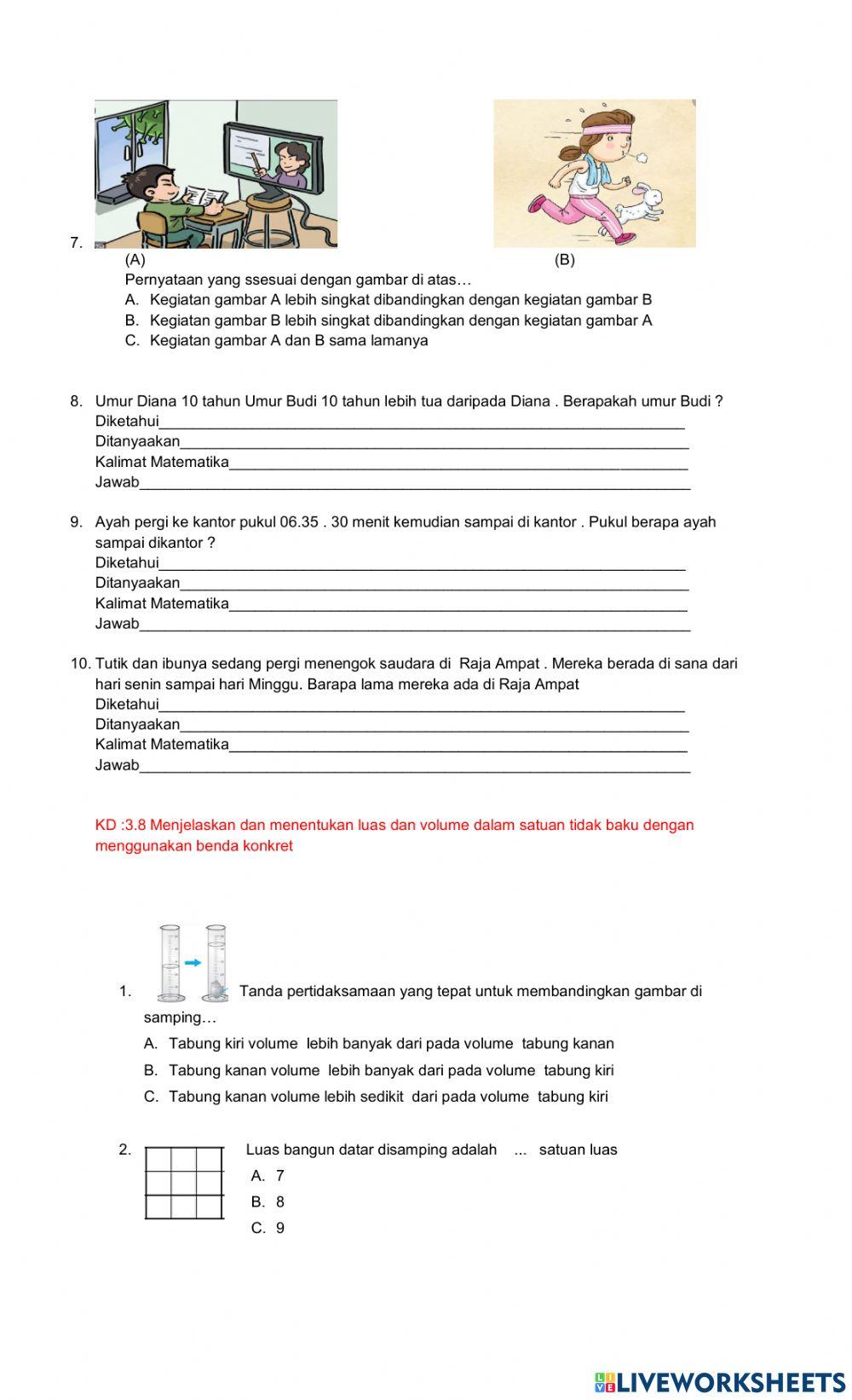 Ulangan satuan waktu dan luas