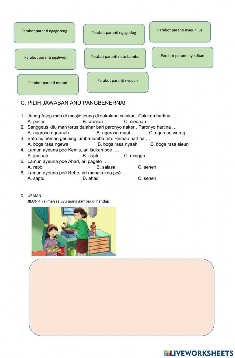 Ulangan Bahasa Sunda tema 6