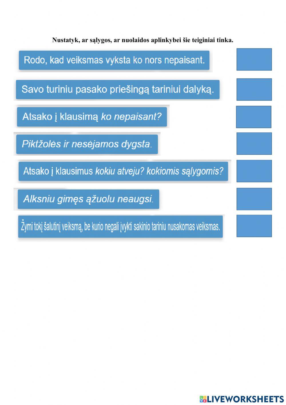 Sąlygos, nuolaidos aplinkybės, jų reiškimo būdai.