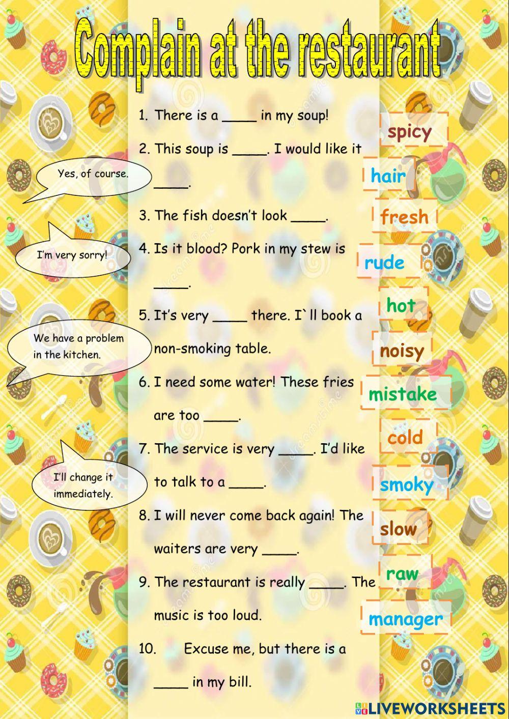 Complainments at the restaurant