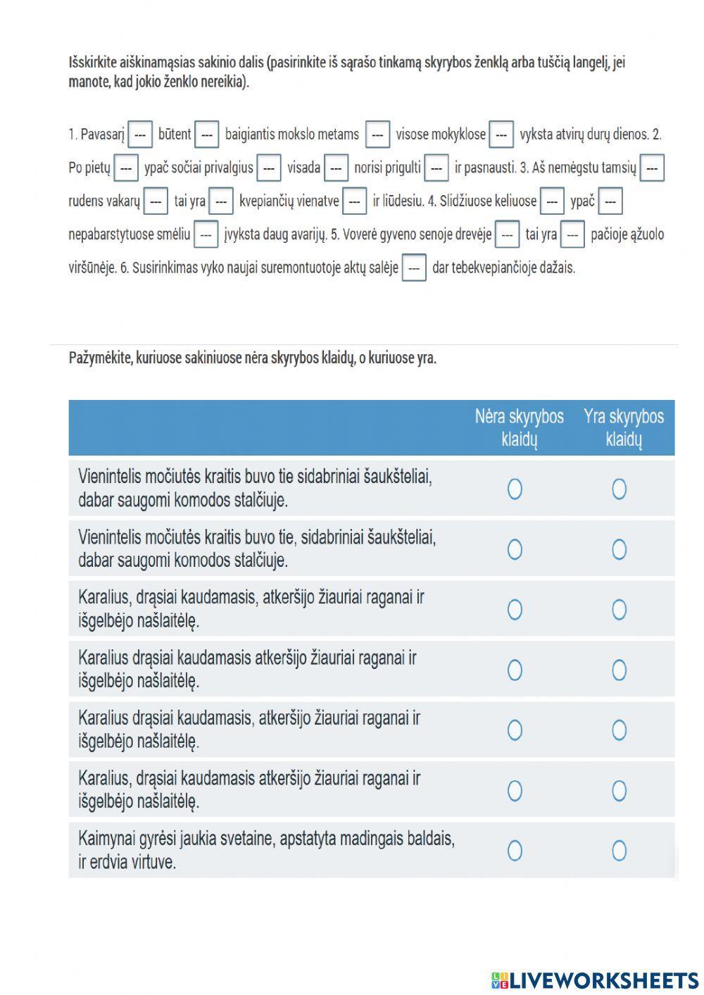 Aiškinamosios sakinio dalys