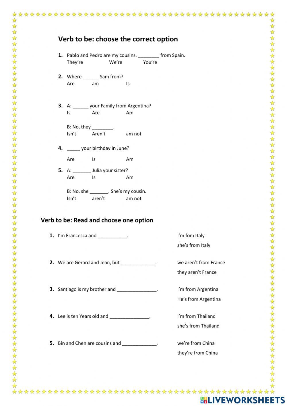 Verb to be and nationalities