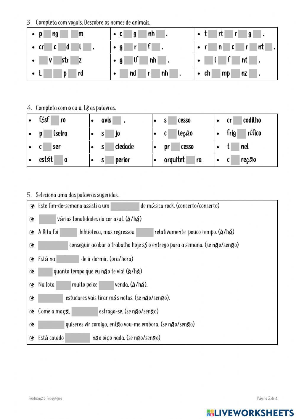 Exercícios de Reeducação Pedagógica