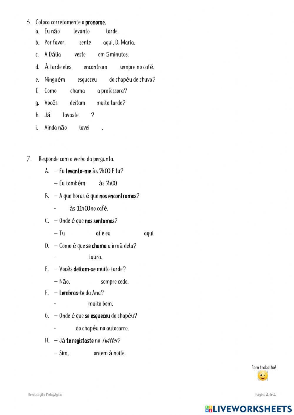 Exercícios de Reeducação Pedagógica