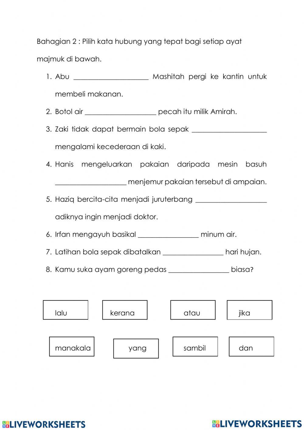 latihan ayat tunggal dan ayat majmuk
