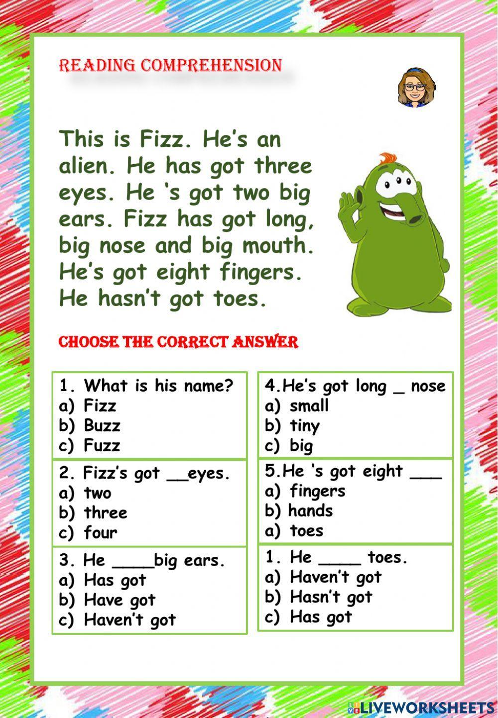 Reading comprehension Reading comprehension