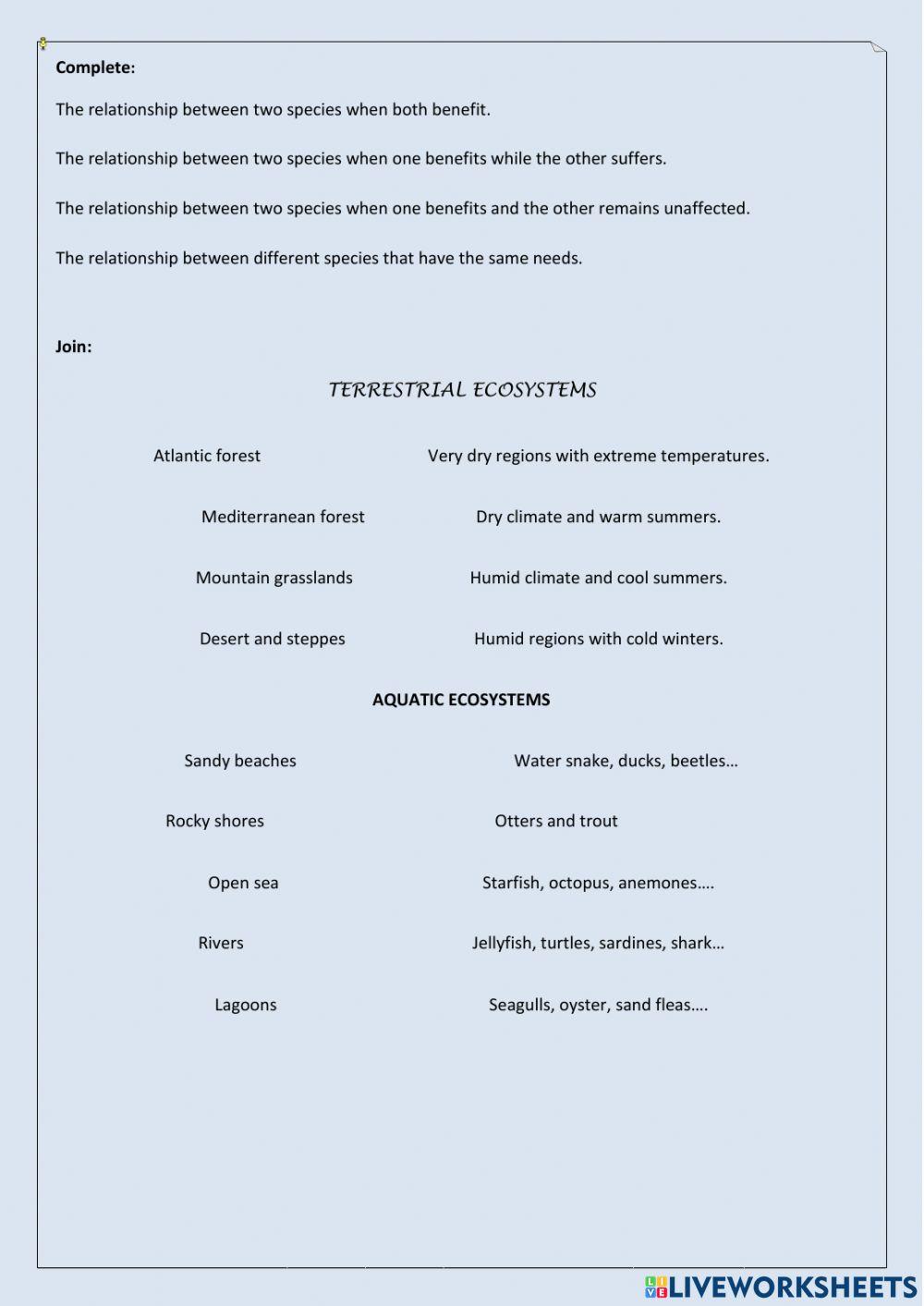 Repaso temas 5 y 6 Natural Science 5º