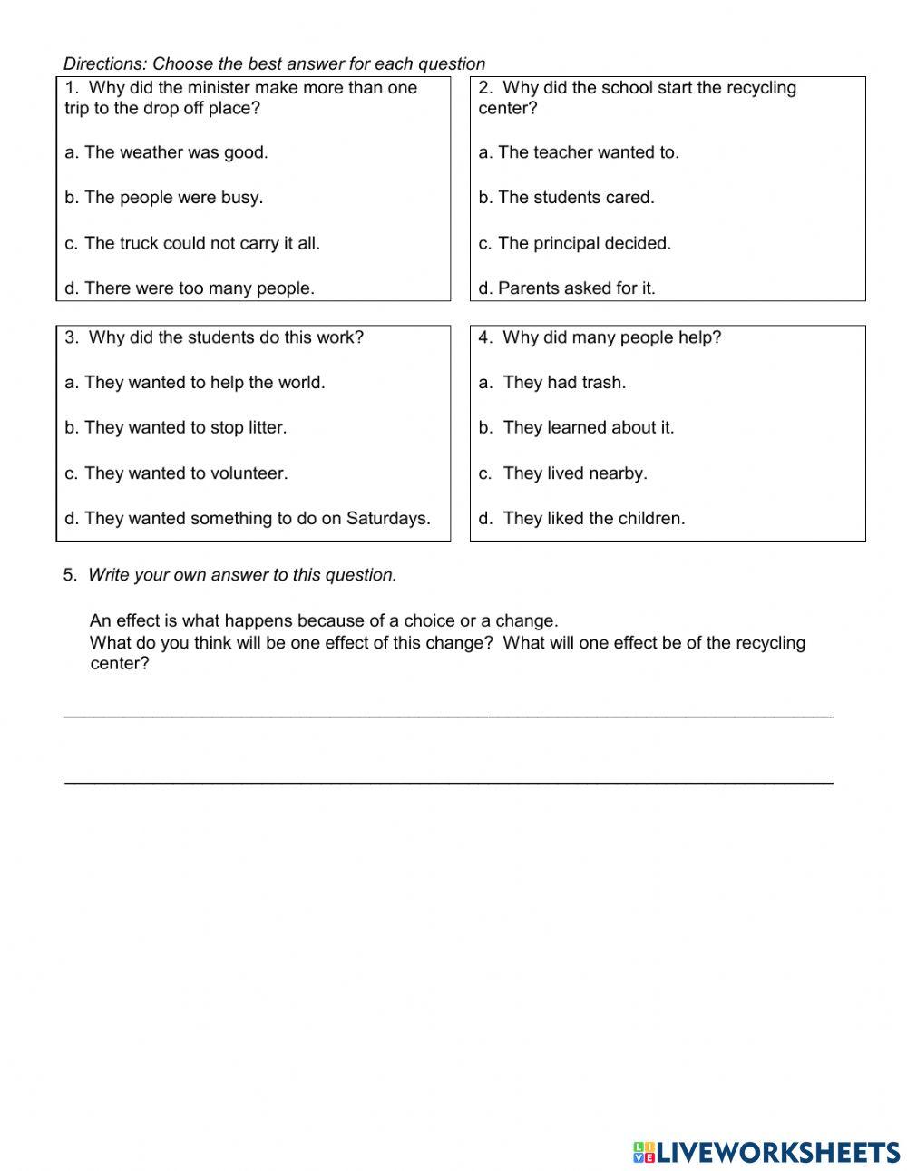 Cause and Effect Passage