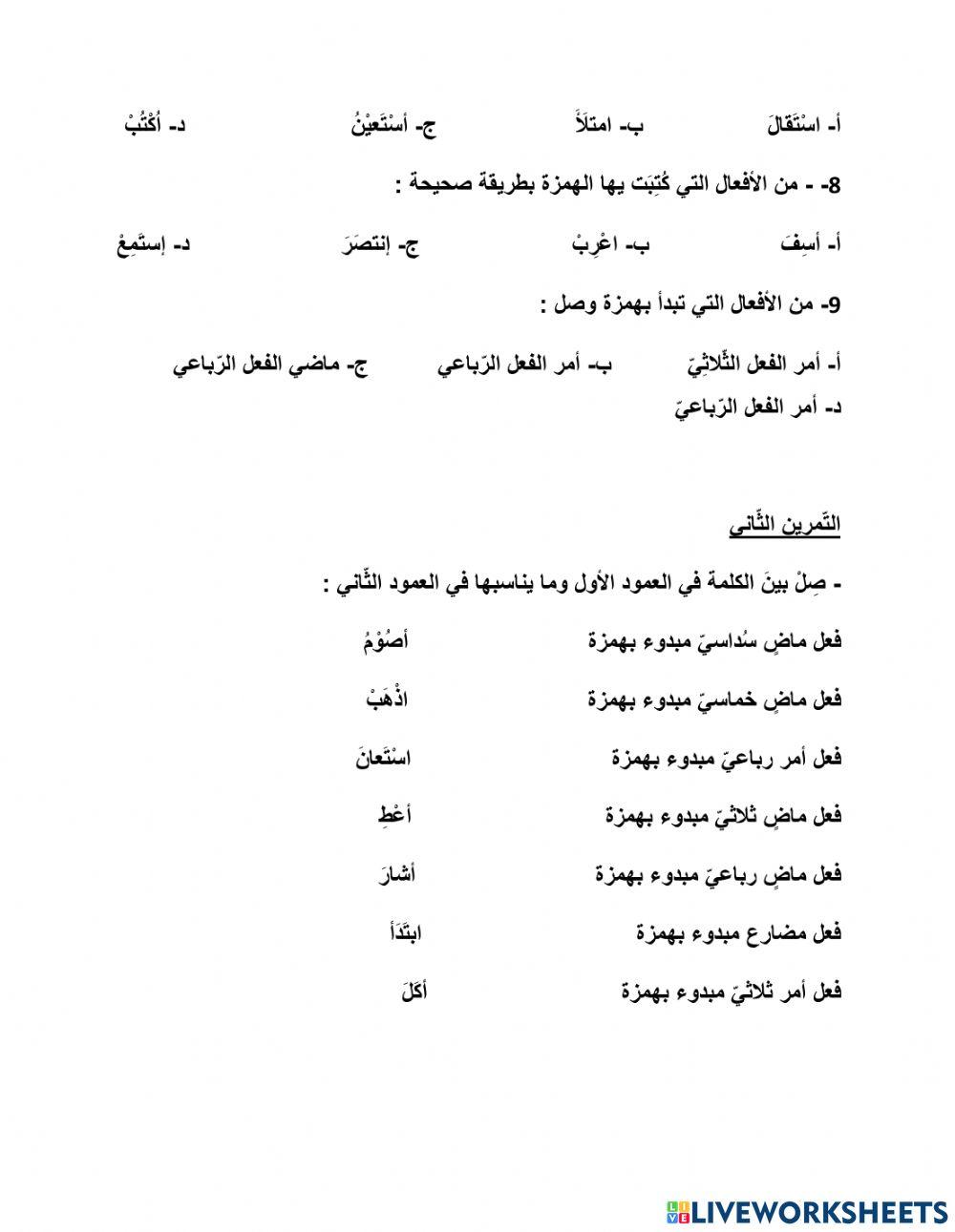 همزة القطع والوصل في الأفعال