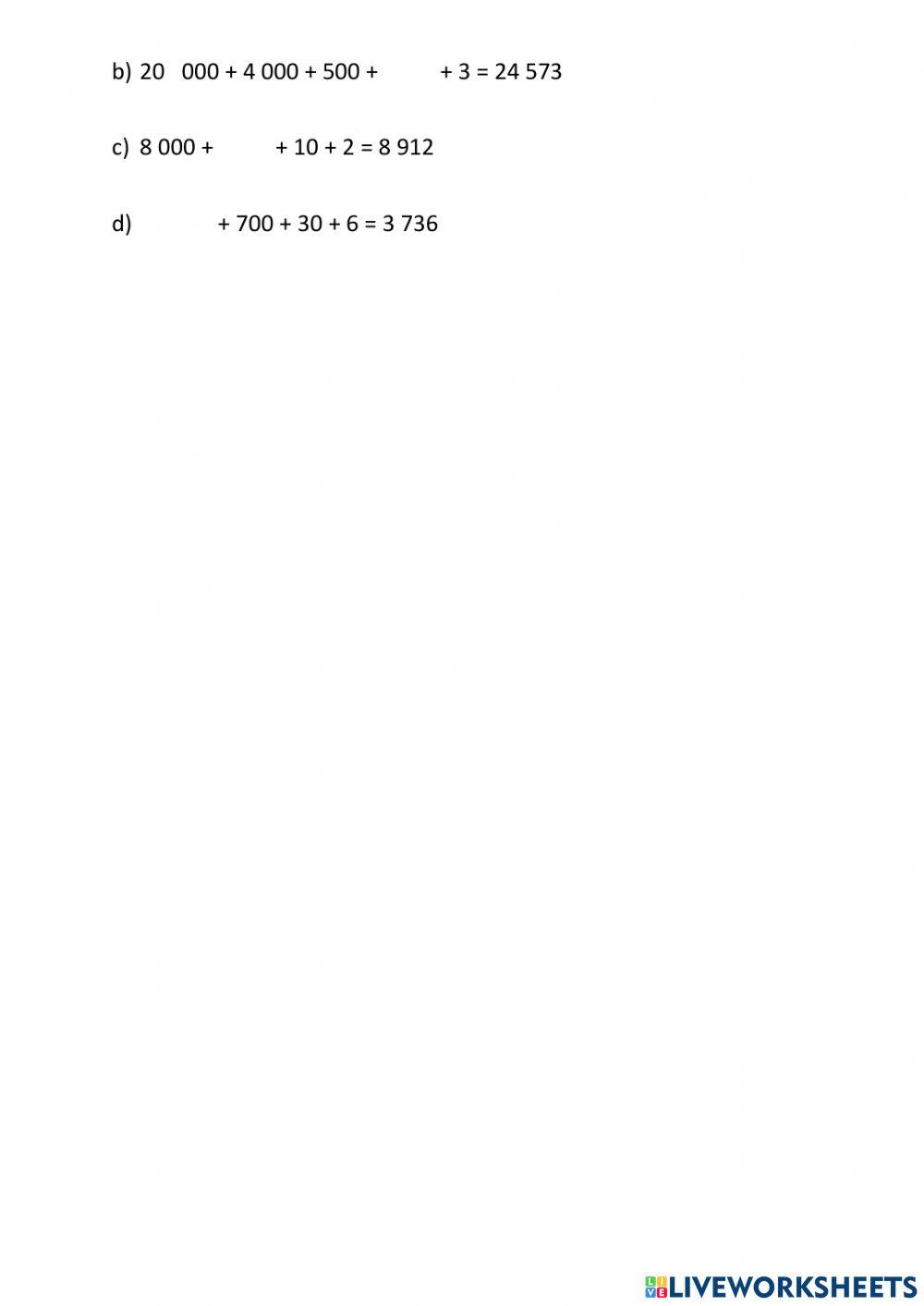 Composición y descomposición de millones