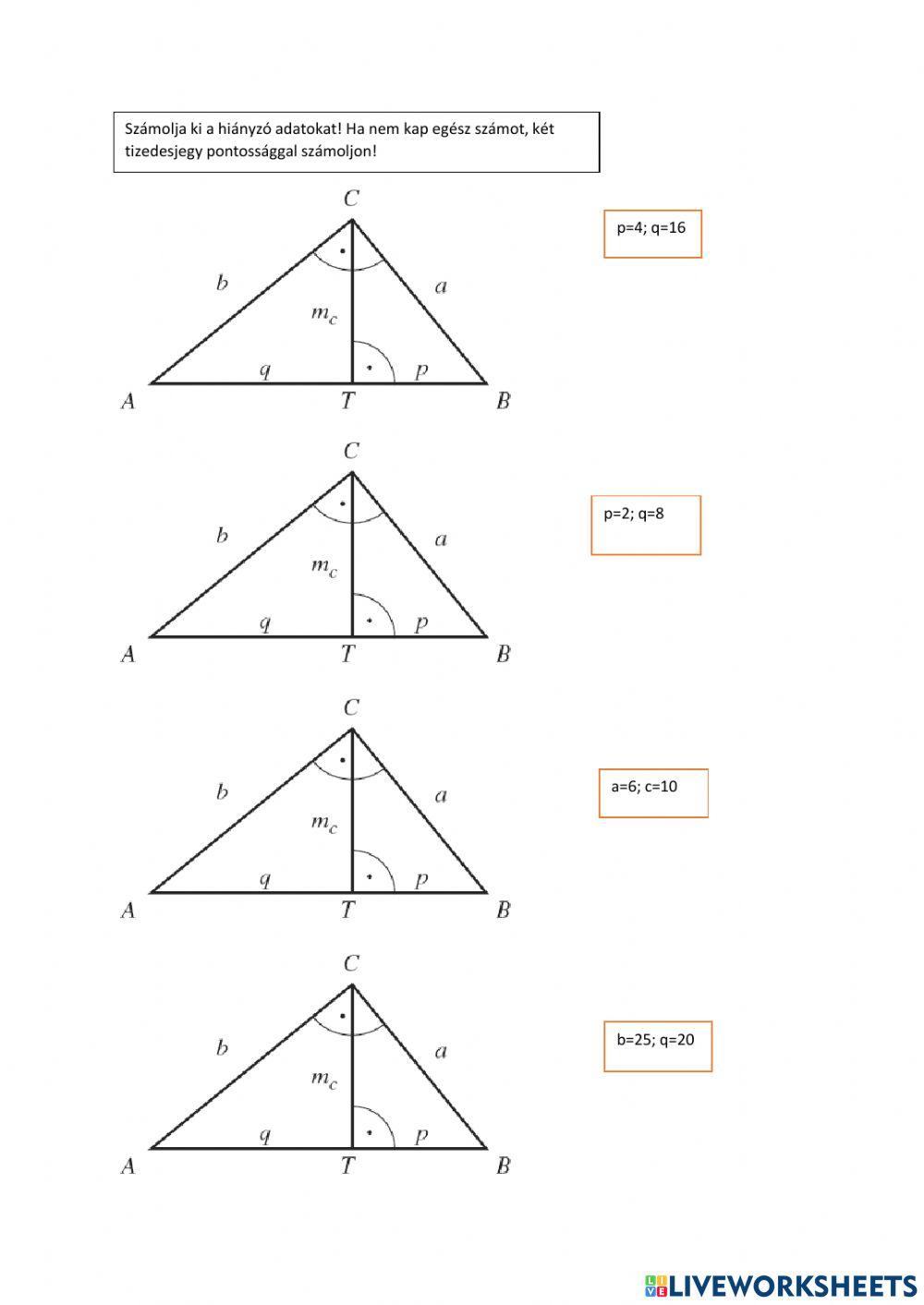 Derékszögű háromszögek